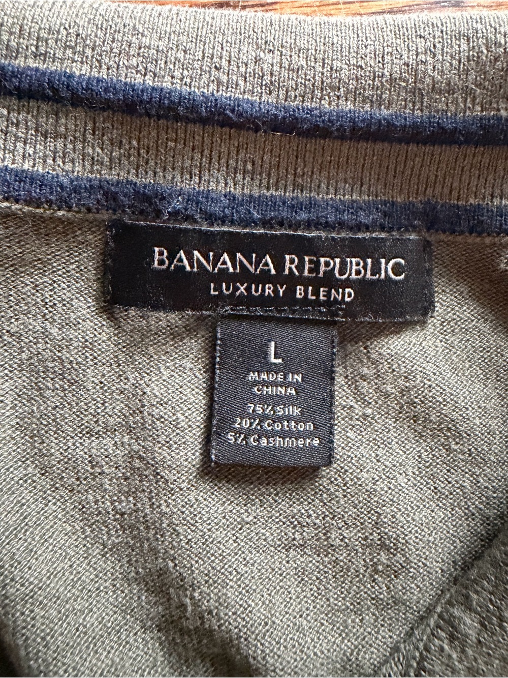 Banana Republic Olive Green Sweater with Navy Trim